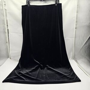 Laura Scott Women's Long Straight Black Velvet Skirt Size Large Stretchy